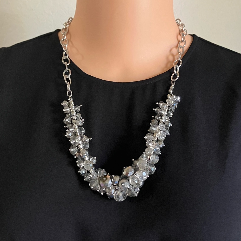 Simply Vera Vera Wang‎ Silver Crystal Beaded Chunky Necklace